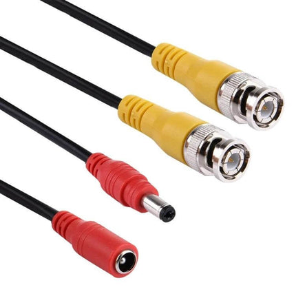 Durable 10-Meter Black CCTV Cable for Home Security Cameras with BNC video connectors and DC power plugs, pre-assembled for easy indoor/outdoor installation