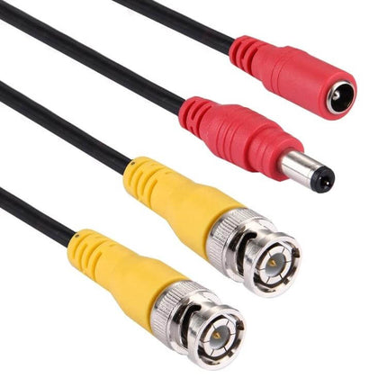 5-Meter Black CCTV Video and Power Cable for Security Cameras with BNC video and DC power connectors, black jacket for home and small business surveillance