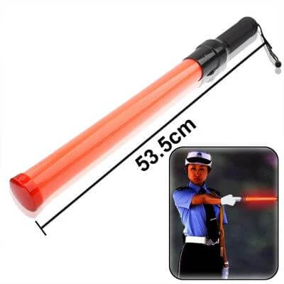 Safety Traffic Red LED Baton For Signaling And Marking Danger Zones - 53.5cm handheld LED baton with magnetic tail for roadside crews and emergency responders