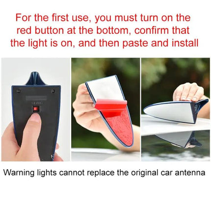 Solar Shark Fin Alarm Light for Cars High-Positioned