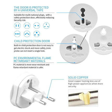 Universal Travel Adaptor for EU, AU, UK, and US Plugs