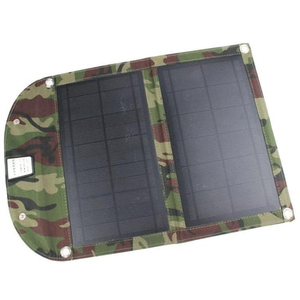 Portable 10W Folding Solar Panel Charger for Laptops and Phones in camo foldable design for camping and outdoor charging