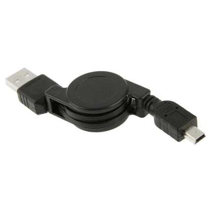 Retractable Cable for Everyday Device Charging and Transfer - compact black retractable USB to micro-USB cable for charging and data transfer