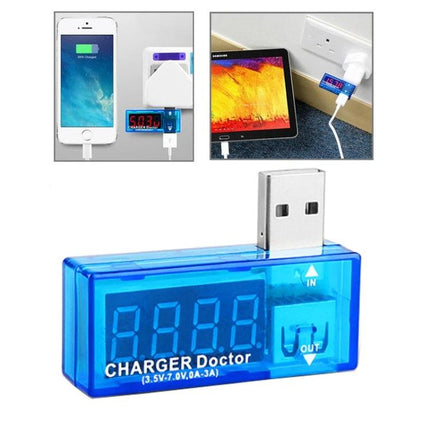 Portable USB Current and Voltage Tester for Mobile Chargers - compact USB charger doctor measuring voltage and current from phone power bank or wall charger