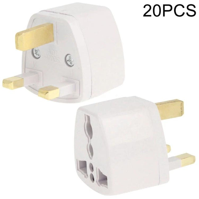 20-Piece Plug Adapter Set with UK Socket for International Use – white UK socket travel adapters for AU US EU plugs