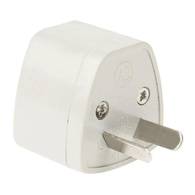 Versatile 20-Piece Travel Plug Adapter Set with AU Socket for Global Outlets - white AU plug adapter close-up for phones, laptops, travel charging