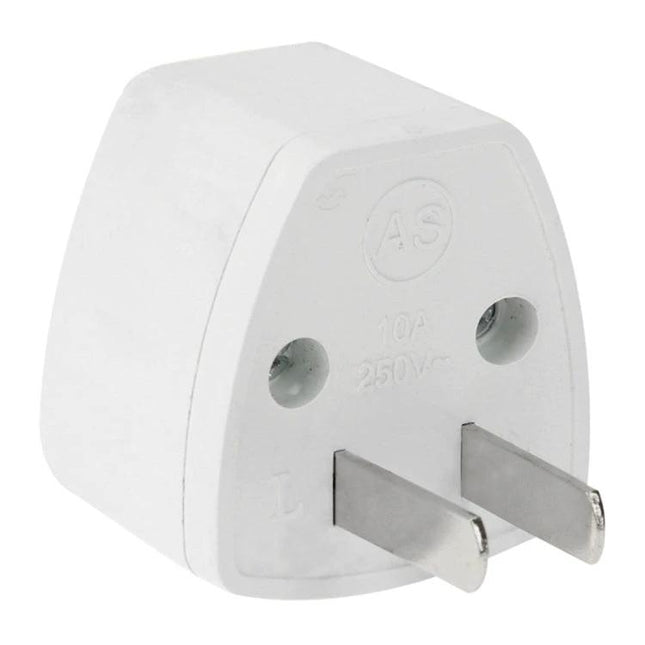 Universal Travel Adapter for International Plugs - white compact UK-to-international plug converter for phone and laptop charging
