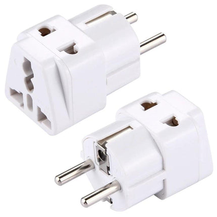 Alt Tag: WD-9 Universal Travel Plug Adapter for Europe and Other Regions white dual-view plug adapter for international charging