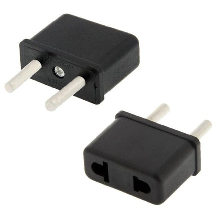 Universal US and AU to EU Travel Plug Adapter for Devices black dual-pin compact converter for phones laptops and small electronics