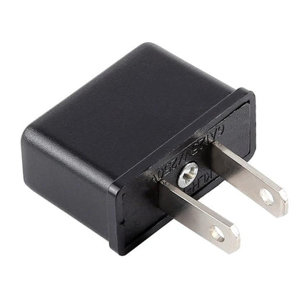Universal Travel Adaptor for EU, AU, and US Plugs Abroad - compact black plug adapter for charging phones and laptops while traveling (40x34x15mm)
