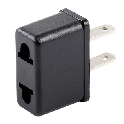 Universal Travel Adaptor for EU, AU, and US Plugs Abroad compact black plug adapter for smartphones and laptops, 40x34x15mm