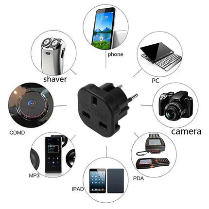 Universal UK to EU Travel Power Plug Adaptor for Sockets