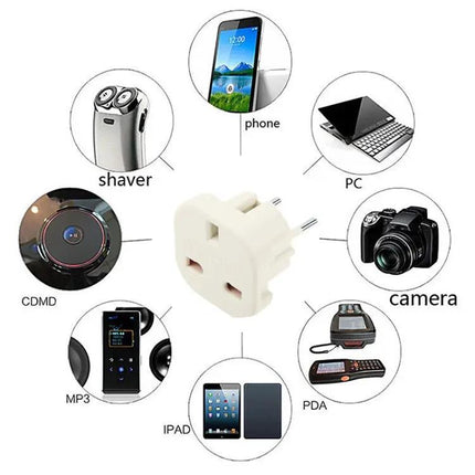 Universal UK to EU Travel Power Plug Adaptor for Sockets