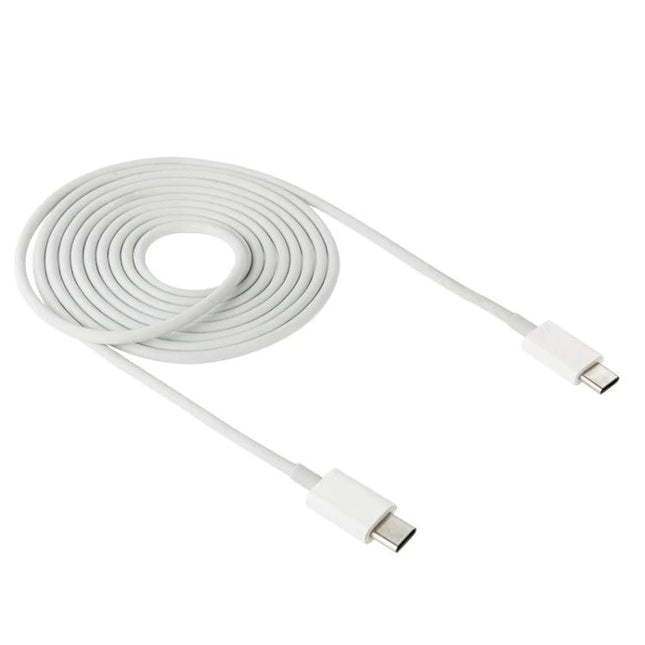 USB-C Extension Cable for Everyday Device Connections at Home — white flat cable coiled with two USB-C connectors for charging and data
