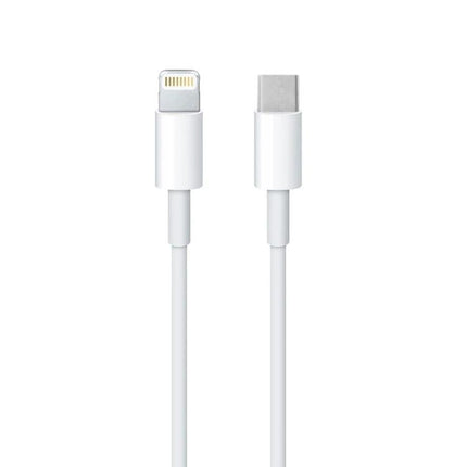 USB-C to Lightning Cable for Daily Device Connections – white cable showing USB-C and Lightning connectors for charging and data transfer