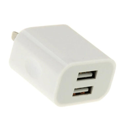 Universal Charger for Everyday Mobile and Tablet Use - compact white dual USB wall adapter for phones and tablets