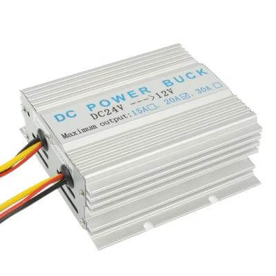 DC 24V to 12V Car Power Step-Down Transformer for 12V Accessories - 20A aluminum housing converter for LED lights, dash cams, fridges