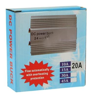 DC 24V to 12V Car Power Step-Down Transformer for 12V Accessories - 20A aluminum housing converter for trucks, vans, caravans and 12V accessories