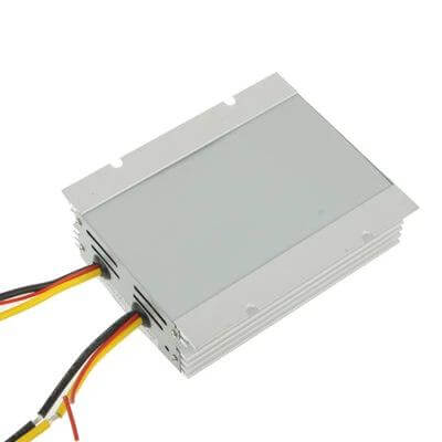 Alt Tag: 24V to 12V DC Voltage Converter for Automotive Applications compact aluminum alloy 45A step-down with protection and wiring