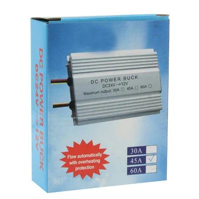 24V to 12V DC Voltage Converter for Automotive Applications - aluminum 45A DC buck converter with overheating and overcurrent protection, 140x110x45mm, 400g
