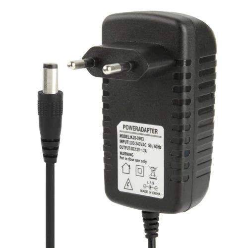 AC to DC 12V 2A Power Adapter with EU and US Plugs for Devices - black travel power adapter with EU plug and DC barrel connector