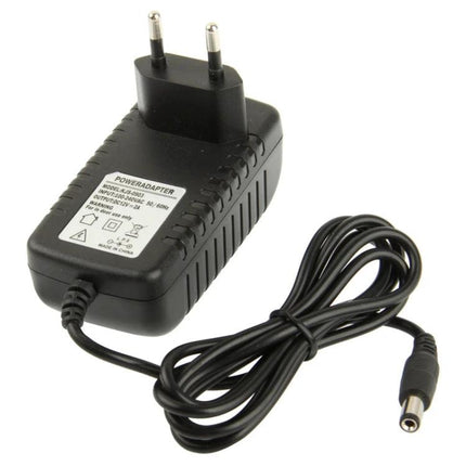 AC to DC 12V 2A Power Adapter with EU and US Plugs for Devices - black travel power adapter with EU plug, 12V 2A DC barrel connector