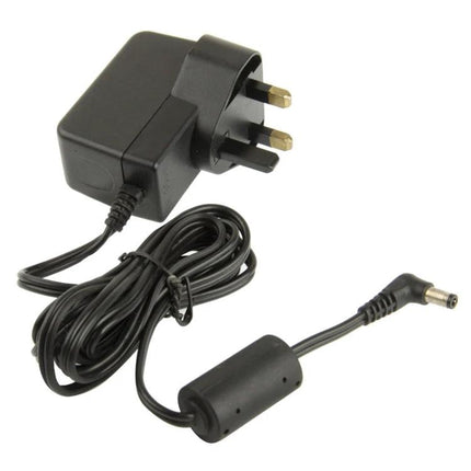 UK Mains Power Adapter for 5V 2A Devices with 5.5mm Connector - black UK plug power supply with coiled cable and right-angle 5.5mm DC tip