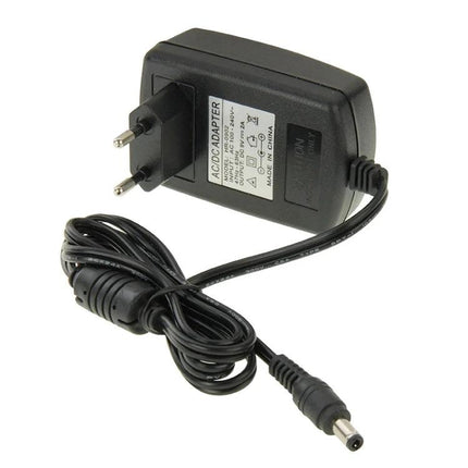 EU Plug Power Adapter for DC 9V 2A Devices with 1 Meter Cable shown with EU two-pin plug and 1m cable coiled