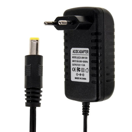 EU Plug 12V 3A Power Adapter for Electronic Devices - black EU plug 12V DC 3A wall adapter for routers, LED lights, security cameras
