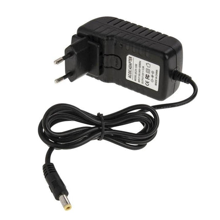 12V 3A DC Power Adapter with EU, US, UK, and AU Plugs for Devices - black travel AC power adapter with interchangeable regional plugs