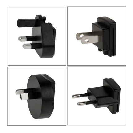 12V 3A DC Power Adapter with EU, US, UK, and AU Plugs for Devices shown with four interchangeable international plug types