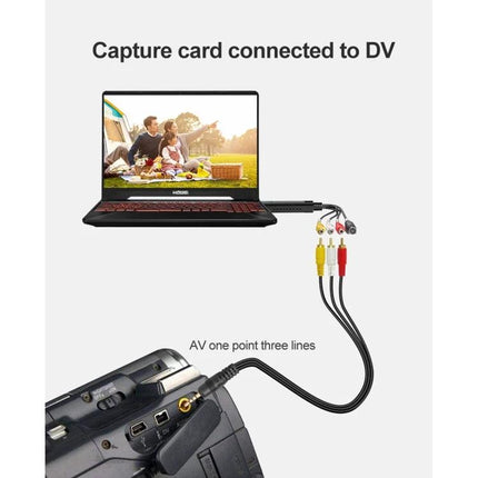 DVD Maker Portable USB Video Capture for Digitizing Home Videos - laptop capturing VHS via AV composite cables for preserving family memories