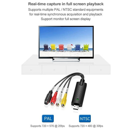 DVD Maker Portable USB Video Capture for Digitizing Home Videos – USB capture device with RCA and S-video leads for real-time PAL/NTSC playback
