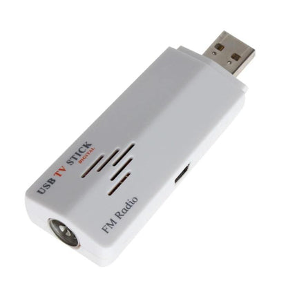 Compact USB Analog TV Stick for Viewing TV on Your Computer - white portable USB TV stick with FM radio port and vents