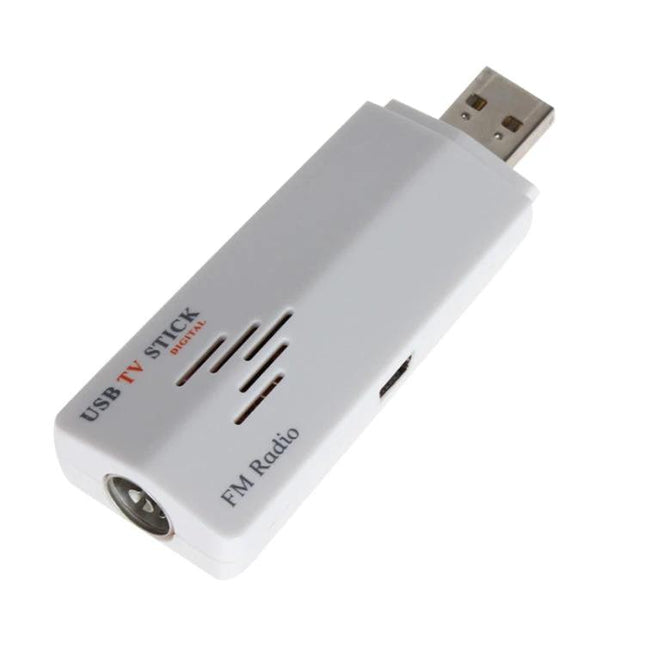 Compact USB Analog TV Stick for Viewing TV on Your Computer - white portable USB TV stick with FM radio port and vents