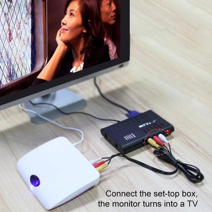 High Definition TV Box with Remote for Home Entertainment Use showing TV, set-top box and remote-connected inputs for easy streaming and device switching
