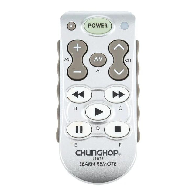 ChunGhop Universal Remote for Controlling Home Devices - compact silver learning remote for TV, AC and fan control