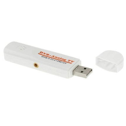 Portable Mini TV Stick for Watching and Recording TV on Computer - white USB TV tuner for laptop with cap