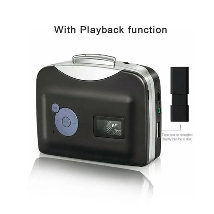 Ezcap 230 Converter for Digitizing Cassette Tapes to MP3 Files - portable black cassette-to-MP3 recorder with USB playback function