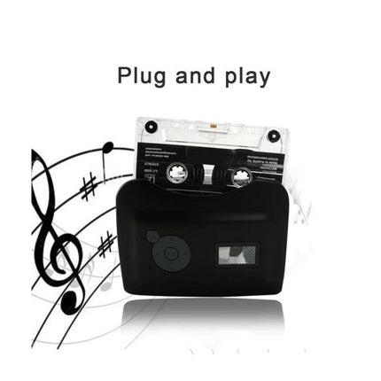 Ezcap 230 Converter for Digitizing Cassette Tapes to MP3 Files - black plug-and-play cassette-to-MP3 converter with USB playback