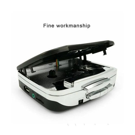 Ezcap 230 Converter for Digitizing Cassette Tapes to MP3 Files - open unit showing cassette compartment and USB playback ports