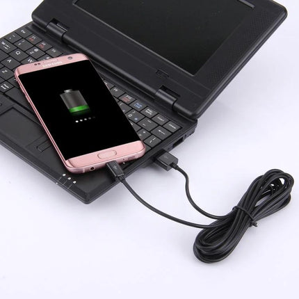 USB Cable for Daily Data Transfer Between Devices connected between smartphone and laptop for charging and file syncing