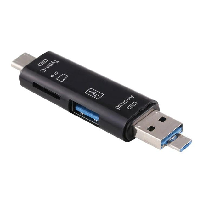 Compact Adapter for Everyday File Transfers on Devices - black 3-in-1 USB 2.0 Micro USB TF OTG card reader for phone to laptop transfers