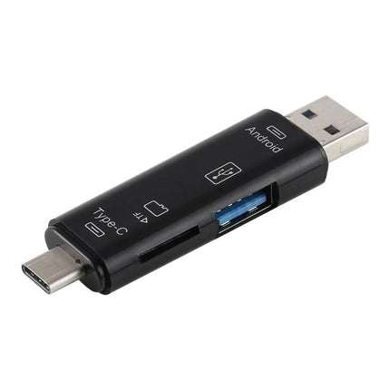 Compact Adapter for Everyday File Transfers on Devices black 3-in-1 USB Type-C Micro USB TF card reader for phone to laptop