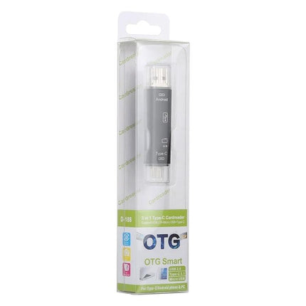Compact Adapter for Everyday File Transfers on Devices - 3-in-1 OTG USB Micro USB Type-C card reader for photos and videos, portable plug-and-play