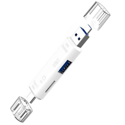Compact Adapter for Everyday File Transfers on Devices — white 3-in-1 USB 2.0 Micro USB TF OTG connector for smartphone to laptop transfers