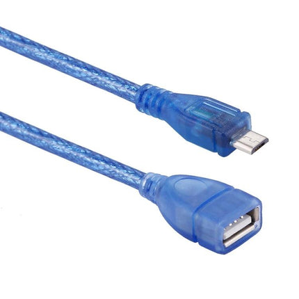 Adapter for Connecting USB Devices to Phones in Daily Use - blue micro-USB OTG cable with USB-A female for flash drives and mouse