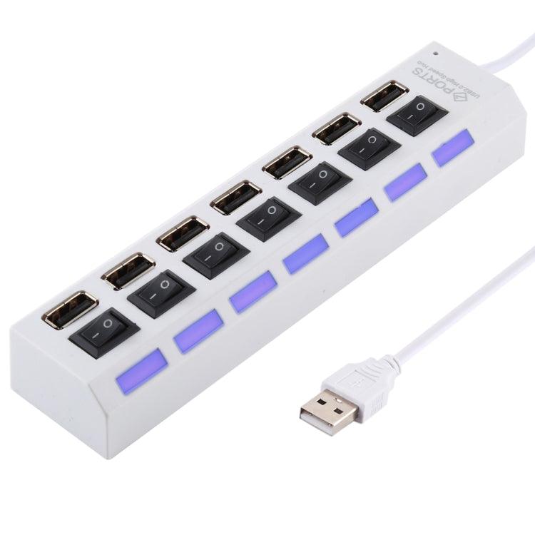 High-Speed 7-Port USB 2.0 Hub with Individual ON/OFF Switches and LED Indicators