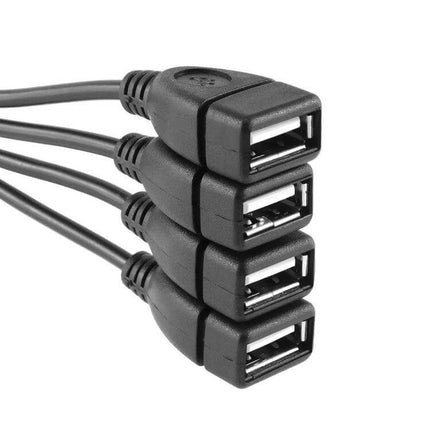 Universal Four-Port USB Hub for Connecting Computer Devices - compact black stacked USB-A ports for expanding laptop and desktop connectivity