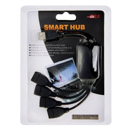 Universal Four-Port USB Hub for Connecting Computer Devices compact USB 2.0 smart hub in retail packaging